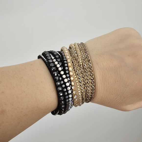 Swarovski double wrap bracelet multiple colors suede authentic - Picture 10 of 10